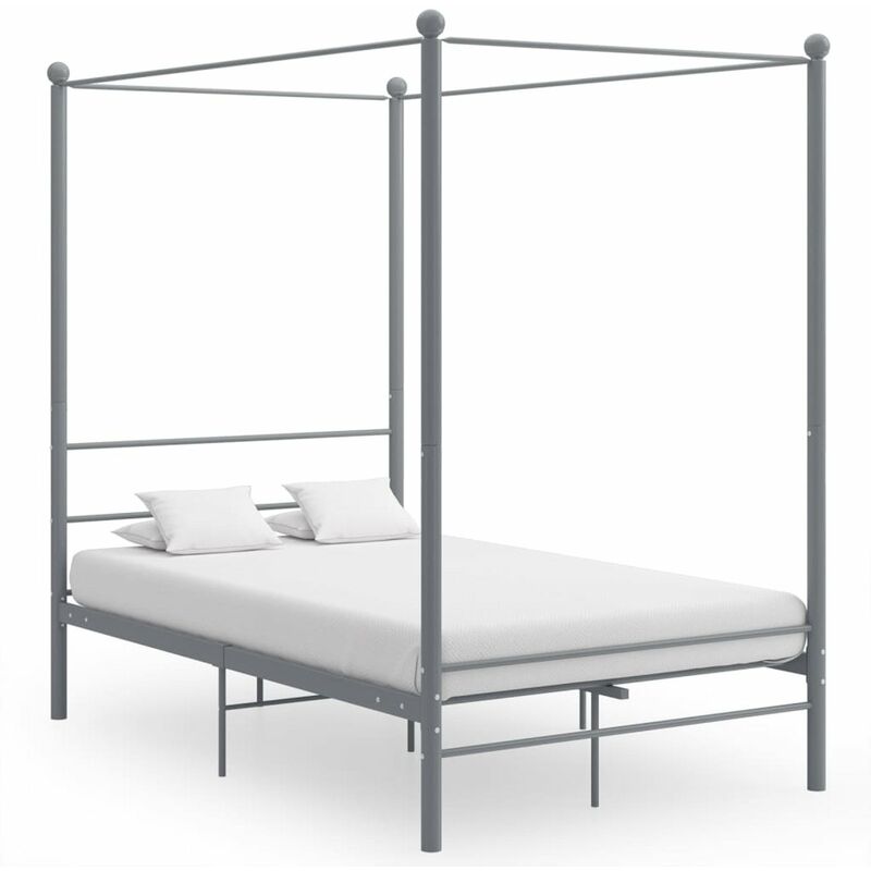 

Estructura de cama con dosel metal gris 140x200 cm