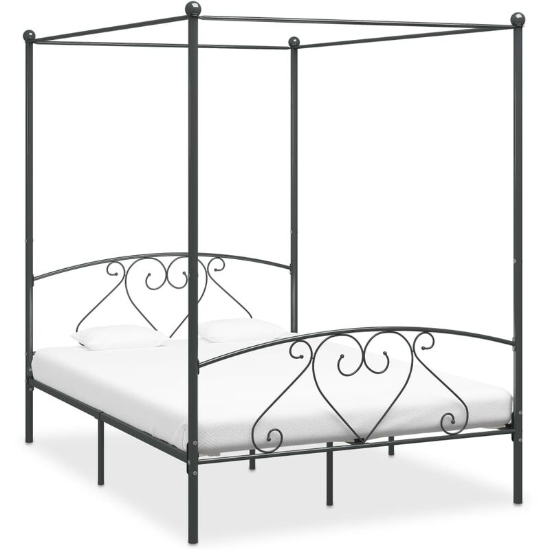 

Estructura de cama con dosel metal gris 140x200 cm