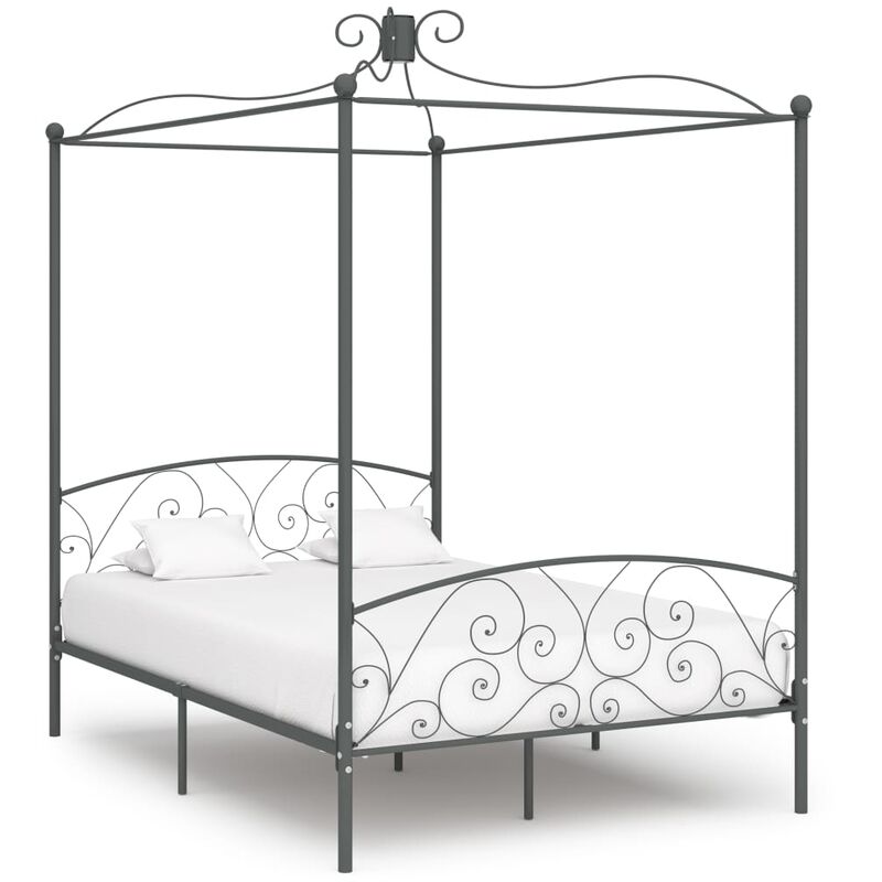 

Estructura de cama con dosel metal gris 140x200 cm