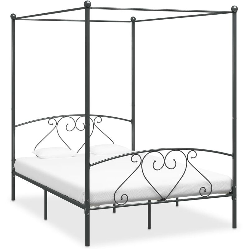 

Estructura de cama con dosel metal gris 140x200 cm - Gris
