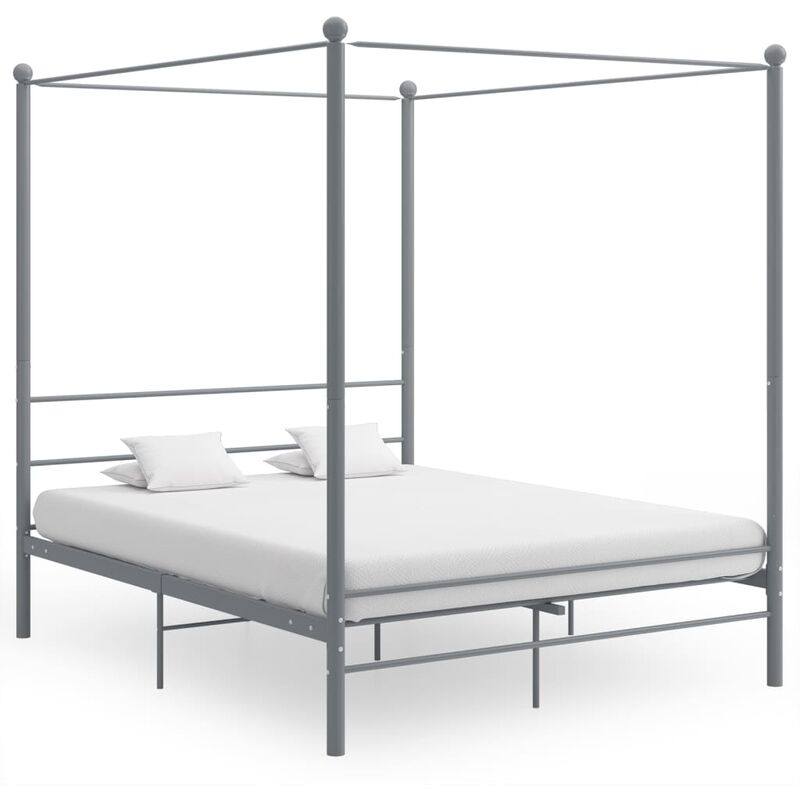 

Estructura de cama con dosel metal gris 160x200 cm