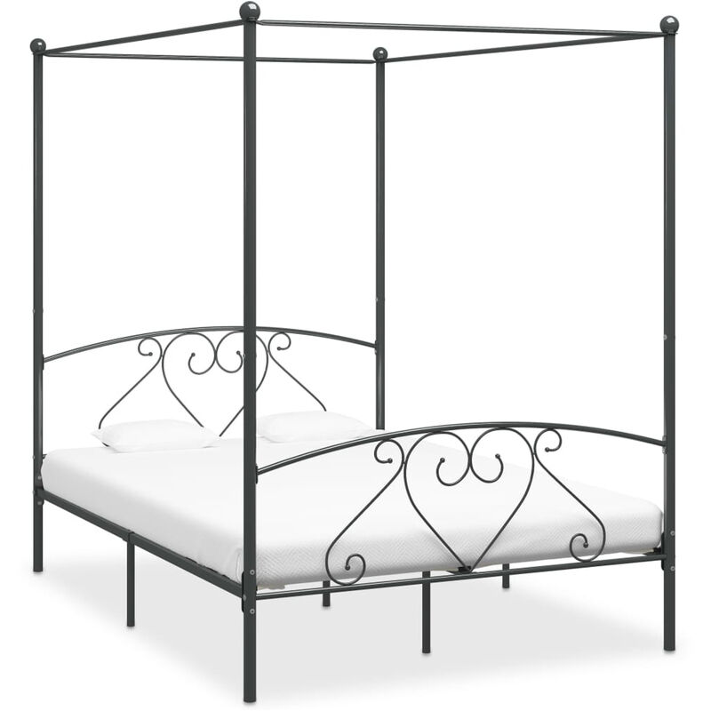 

Estructura de cama con dosel metal gris 160x200 cm