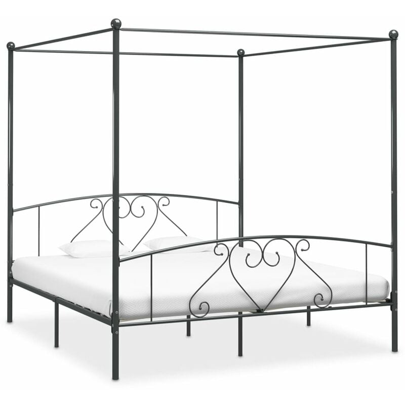 

Estructura de cama con dosel metal gris 180x200 cm