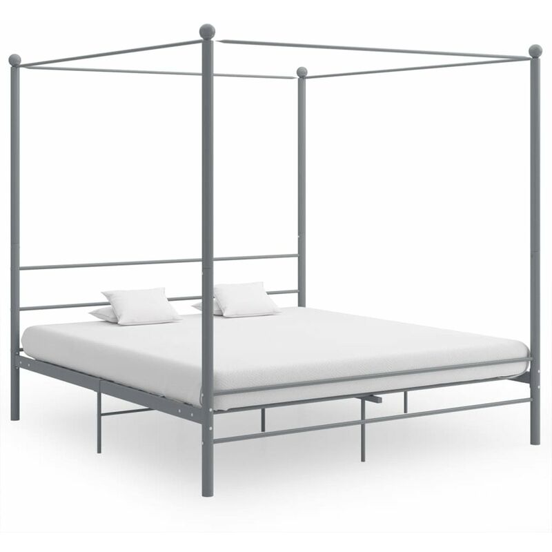 

Estructura de cama con dosel metal gris 180x200 cm