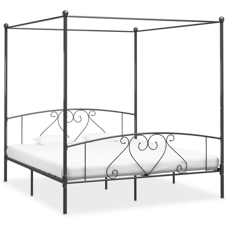 

Estructura de cama con dosel metal gris 180x200 cm