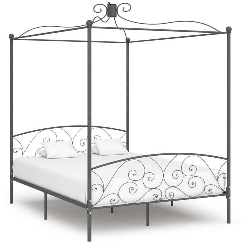 

Estructura de cama con dosel metal gris 180x200 cm