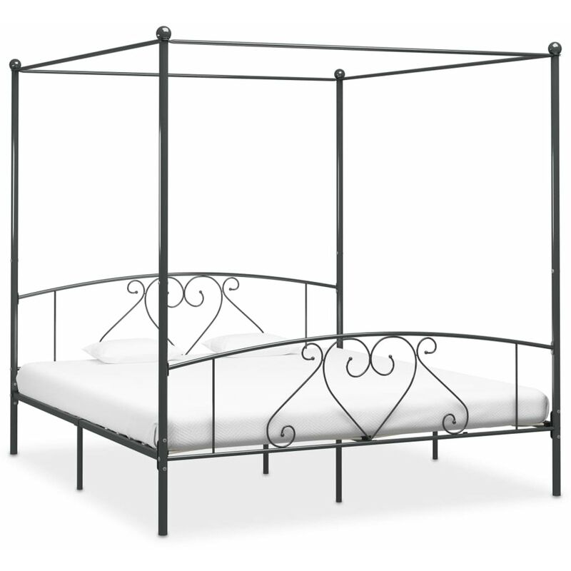 

Estructura de cama con dosel metal gris 200x200 cm