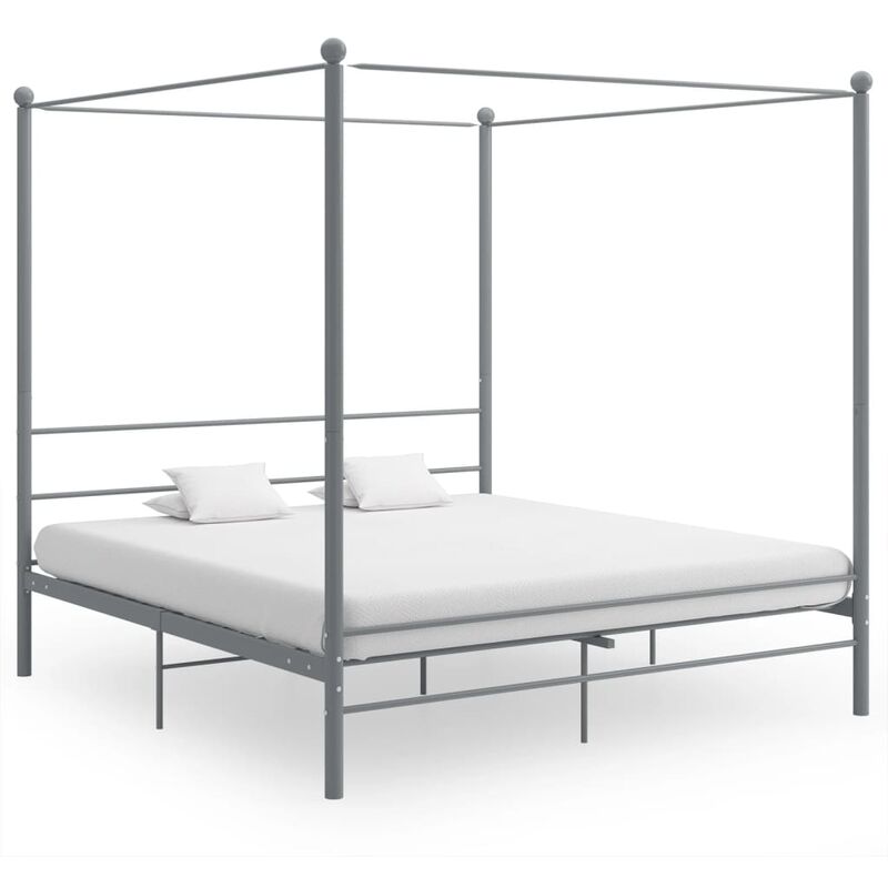 

Estructura de cama con dosel metal gris 200x200 cm