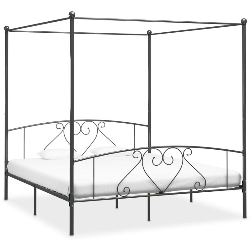 

Estructura de cama con dosel metal gris 200x200 cm - Gris
