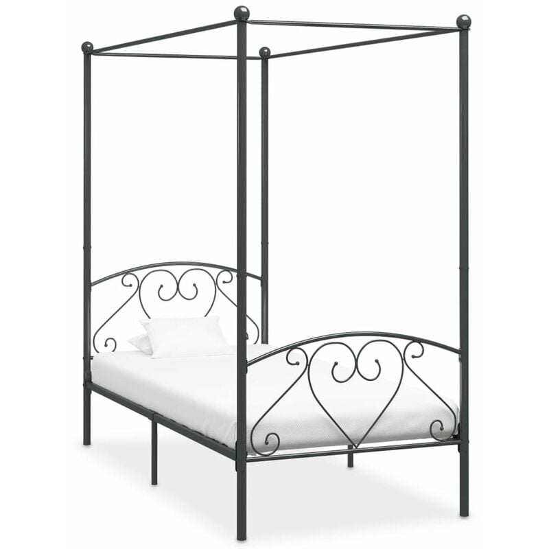 

Estructura de cama con dosel metal gris 90x200 cm