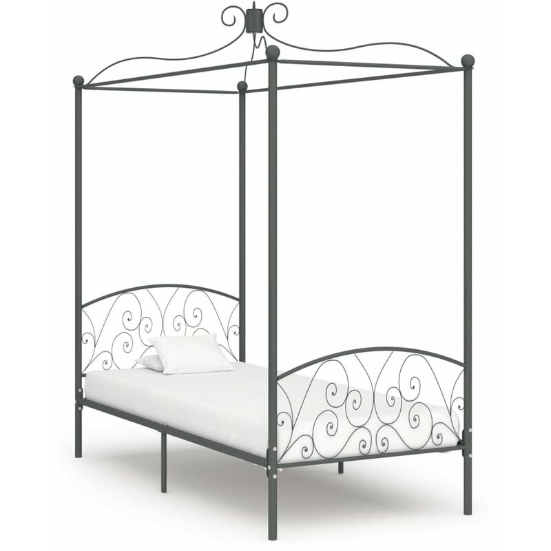 

Estructura de cama con dosel metal gris 90x200 cm