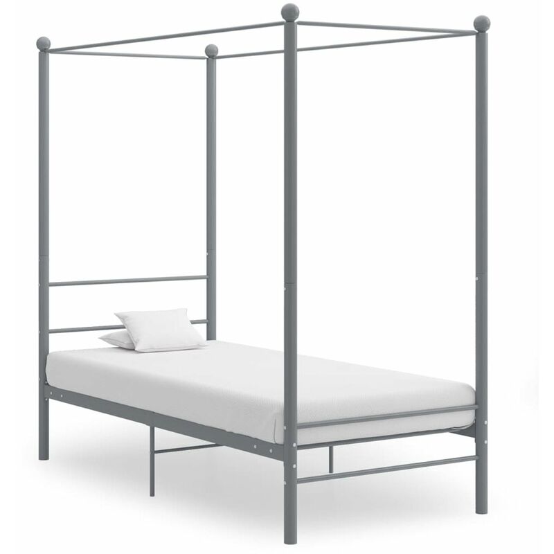 

Estructura de cama con dosel metal gris 90x200 cm