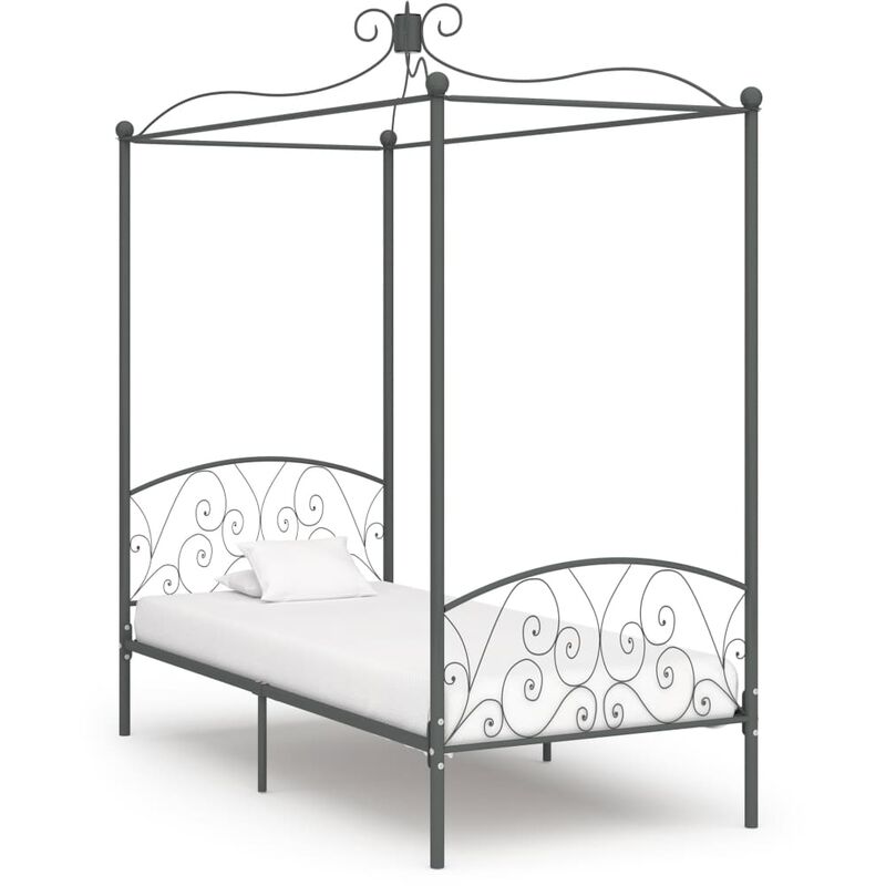 

Estructura de cama con dosel metal gris 90x200 cm
