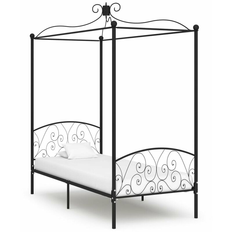 

Estructura de cama con dosel metal negro 100x200 cm