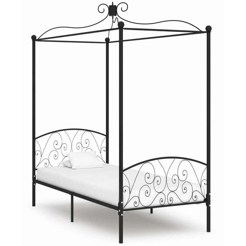 

Estructura de cama con dosel metal negro 100x200 cm - Negro