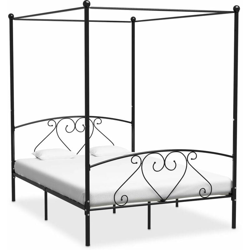 

Estructura de cama con dosel metal negro 140x200 cm