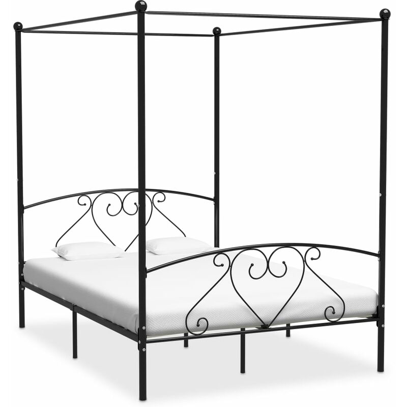 

Estructura de cama con dosel metal negro 160x200 cm