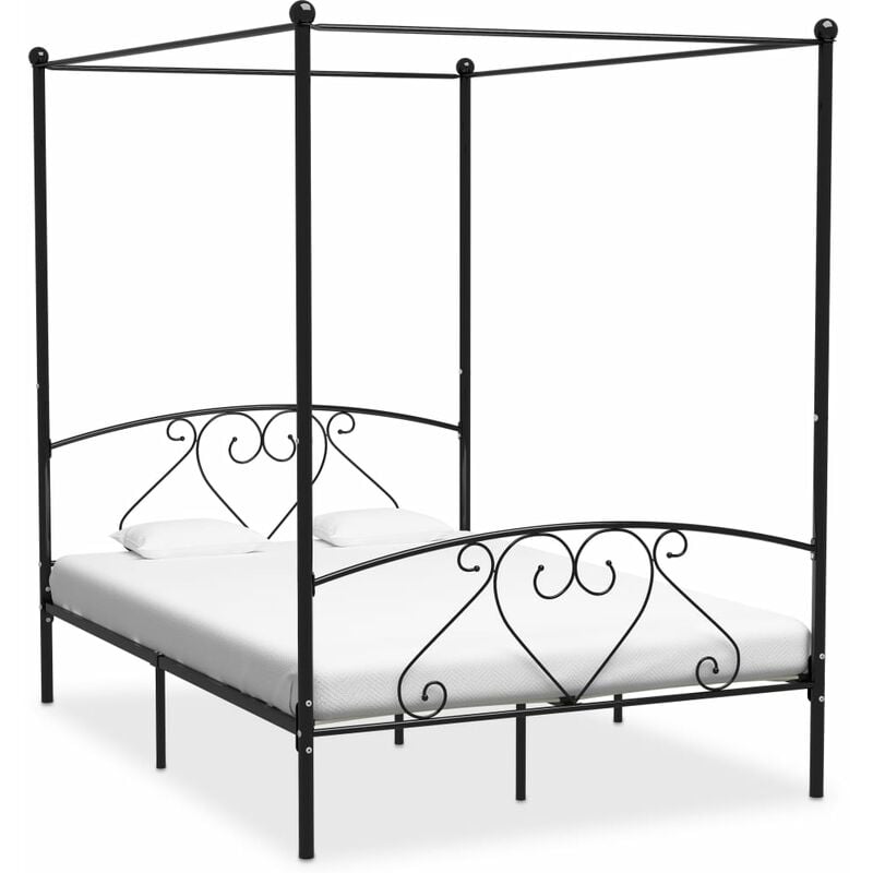 

Estructura de cama con dosel metal negro 160x200 cm - Negro