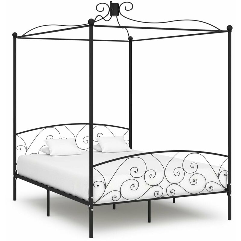 

Estructura de cama con dosel metal negro 180x200 cm