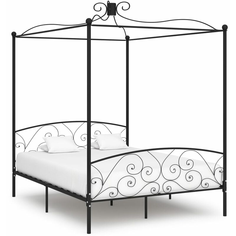 

Estructura de cama con dosel metal negro 180x200 cm