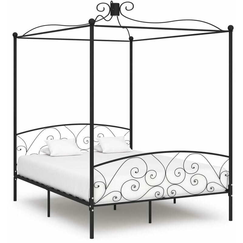

Estructura de cama con dosel metal negro 180x200 cm - Negro
