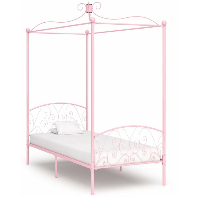 

Estructura de cama con dosel metal rosa 100x200 cm