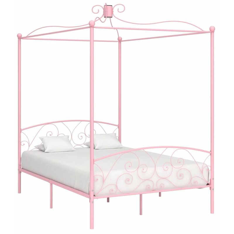 

Estructura de cama con dosel metal rosa 140x200 cm