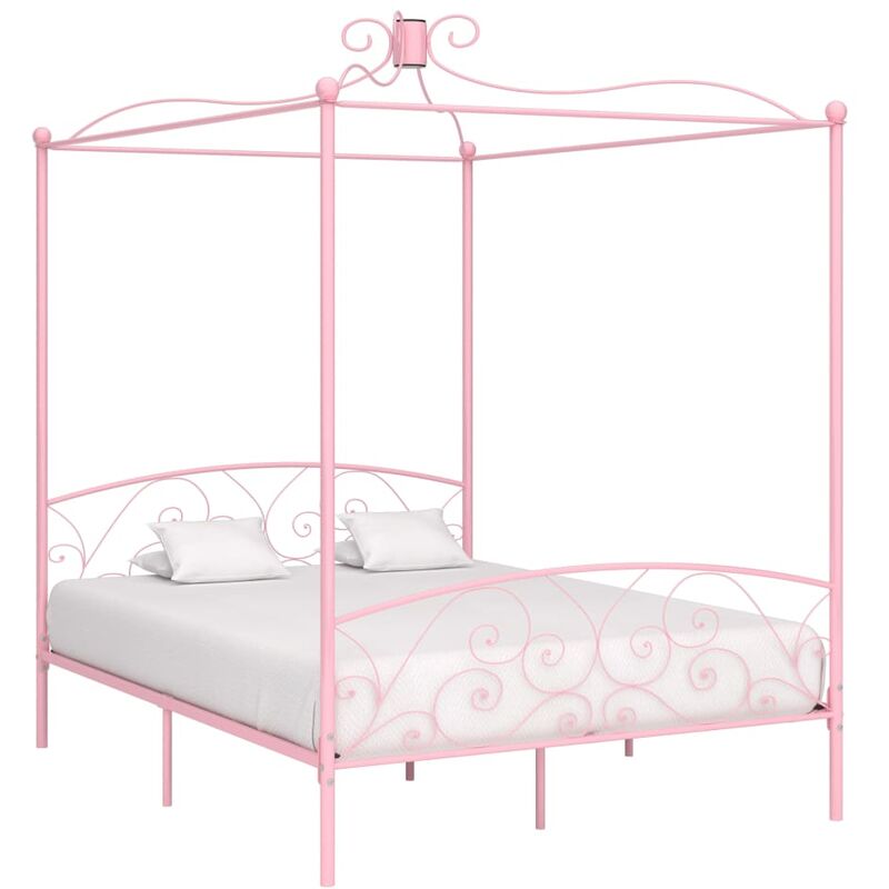 

Estructura de cama con dosel metal rosa 160x200 cm