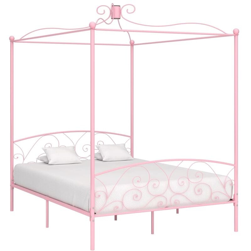 

Estructura de cama con dosel metal rosa 180x200 cm