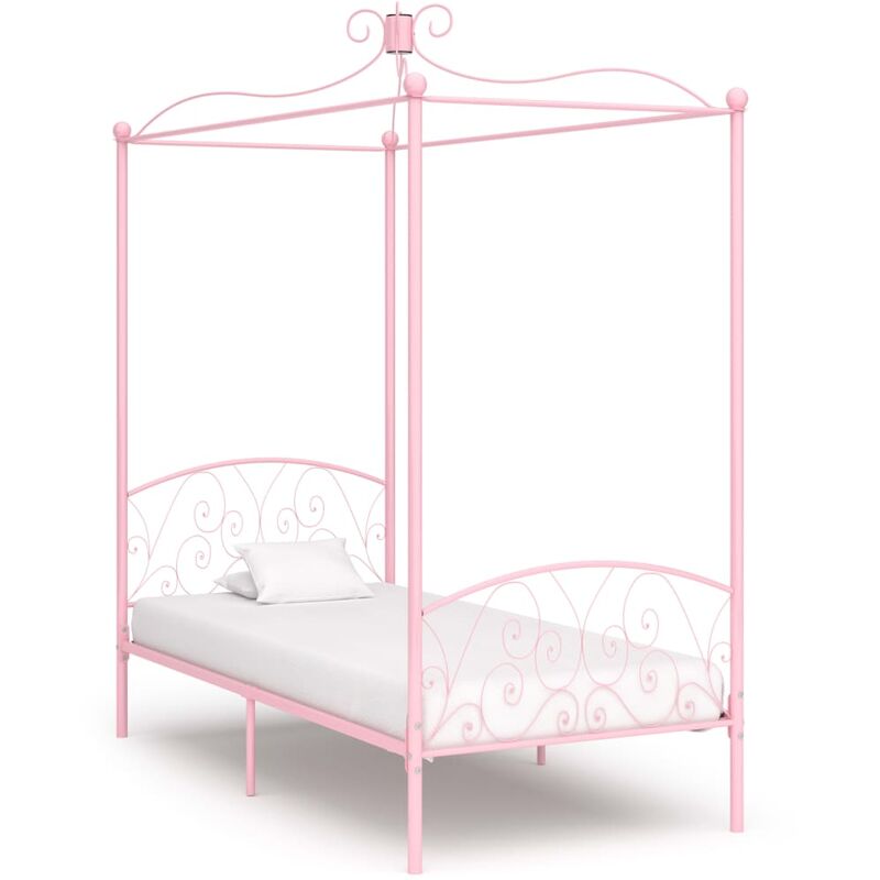 

Estructura de cama con dosel metal rosa 90x200 cm - Rosa