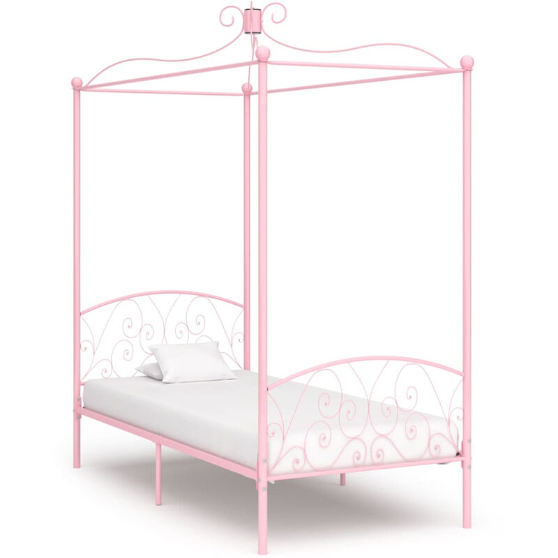 

Estructura de cama con dosel metal rosa 90x200 cm