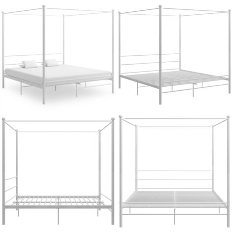 Estructura de cama con dosel sin colchón metal blanco 180x200cm - Estructura de cama - Cama metalica