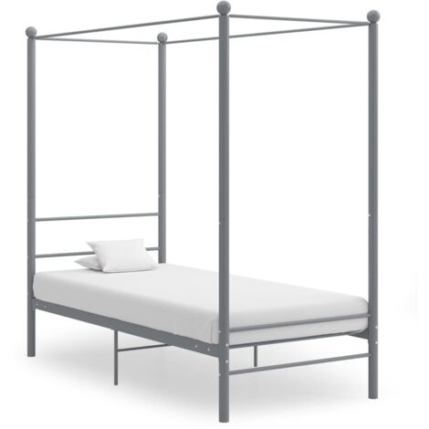 Estructura de cama con dosel sin colchón metal gris 90x200 cm vidaXL