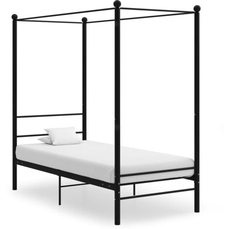 Estructura de cama con dosel sin colchón metal negro 100x200 cm vidaXL