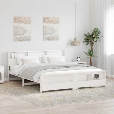 Estructura de cama con estante 180 x 200 cm Pino macizo