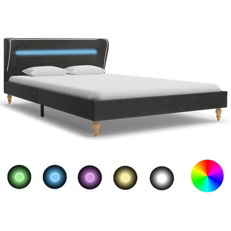 

vidaXL Estructura de Cama con LED Arpillera Gris Oscuro 120x200 cm - Gris