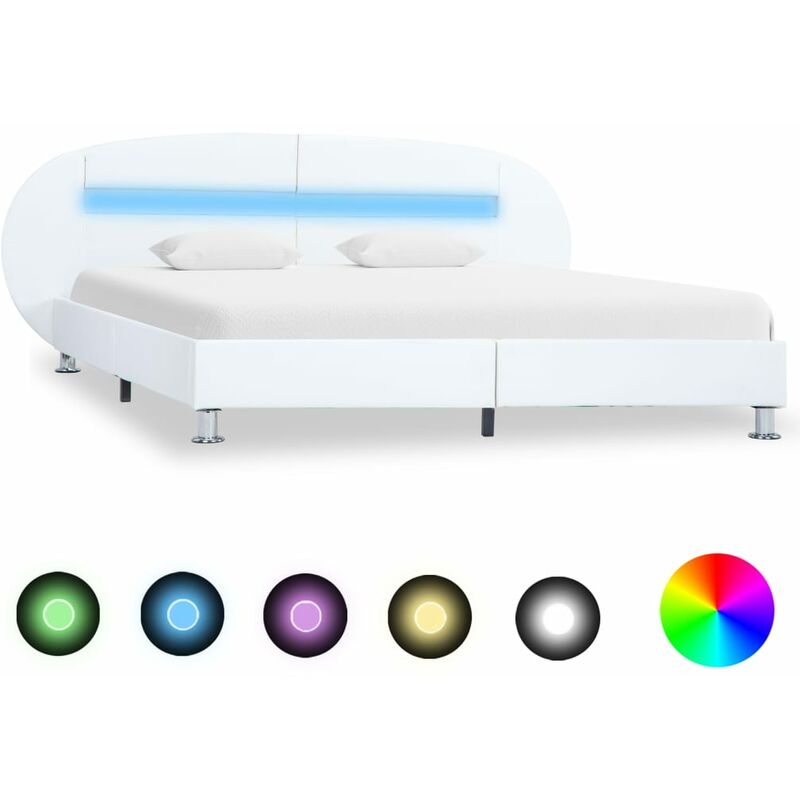 

Estructura de cama con LED cuero sintético blanco 120x200 cm