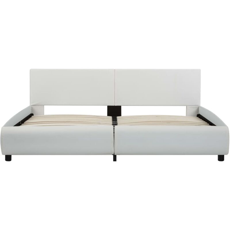 

Estructura de cama con LED cuero sintetico blanco 160x200 cm