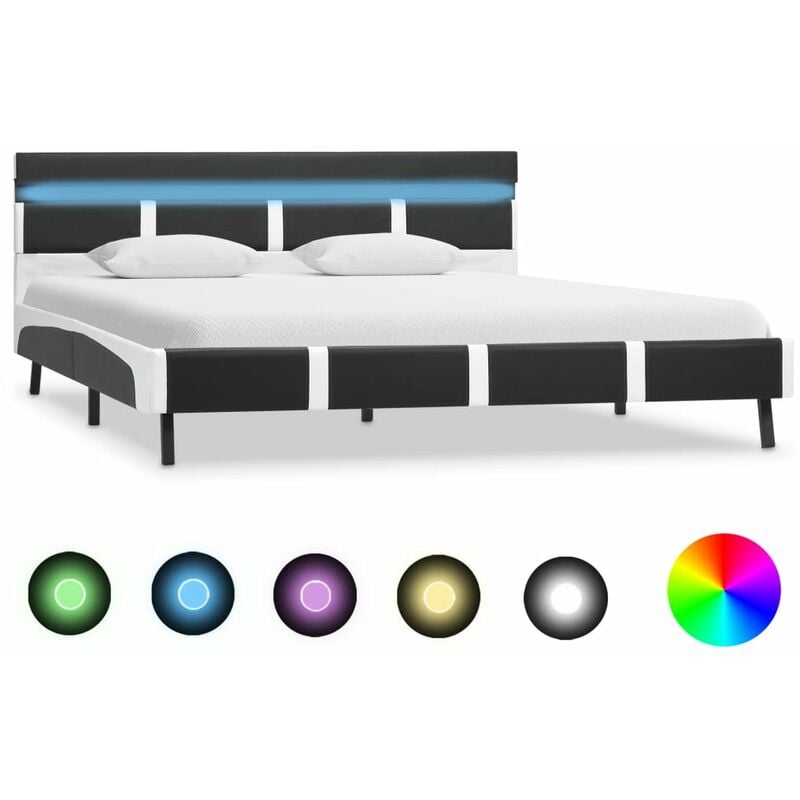 

Estructura de Cama con LED Cuero Sintético Gris 140x200 cm - Gris - Vidaxl