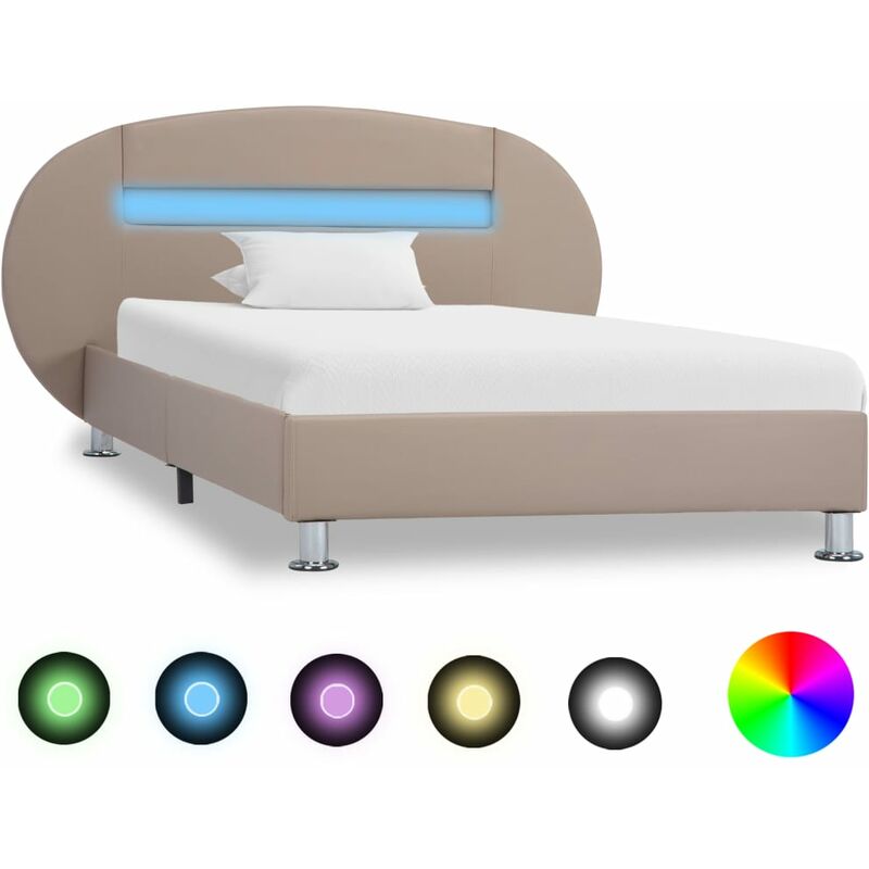 

Estructura de cama con LED cuero sintético capuchino 100x200 cm