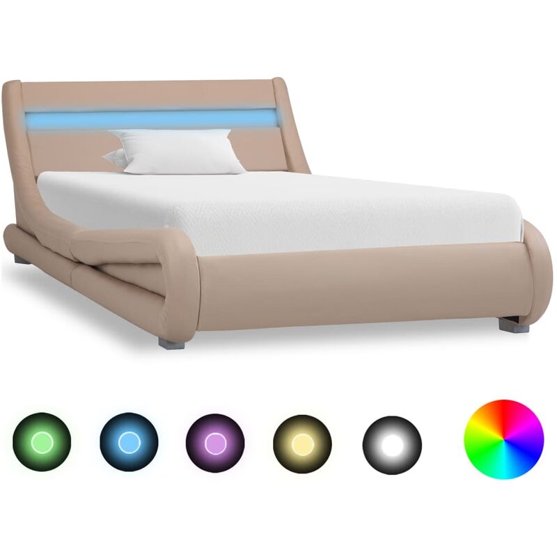 

Estructura de cama con LED cuero sintético capuchino 100x200 cm
