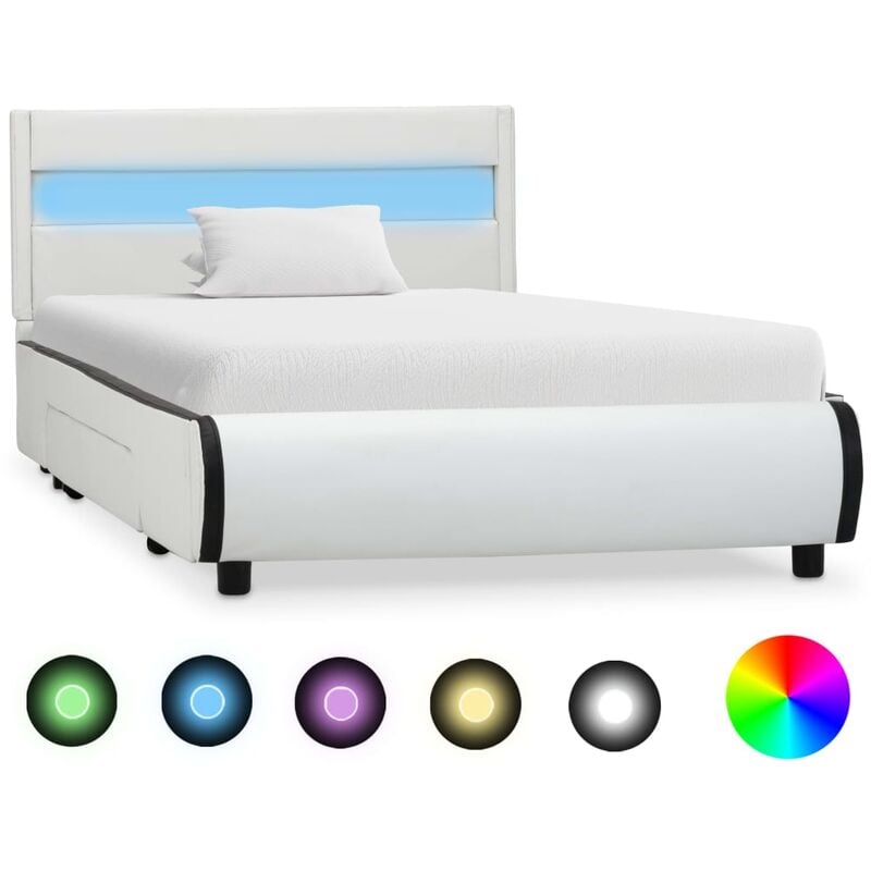 

Estructura de Cama con LED Cuero Sintético Blanco 100x200 cm - Blanco - Vidaxl