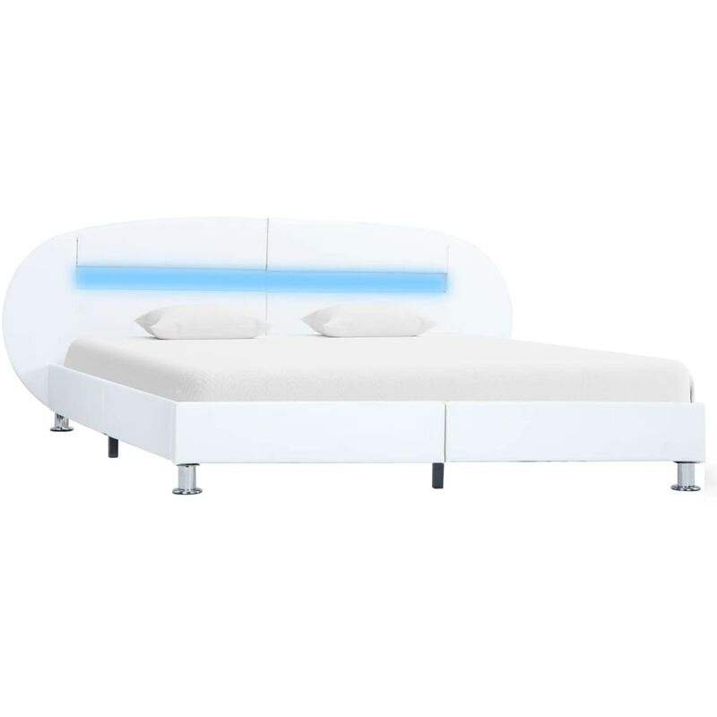 

Estructura de Cama con LED Cuero Sintético Blanco 120x200 cm - Blanco - Vidaxl