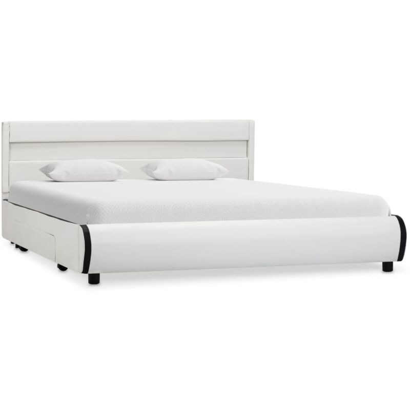 

Estructura de Cama con LED Cuero Sintético Blanco 140x200 cm - Blanco - Vidaxl