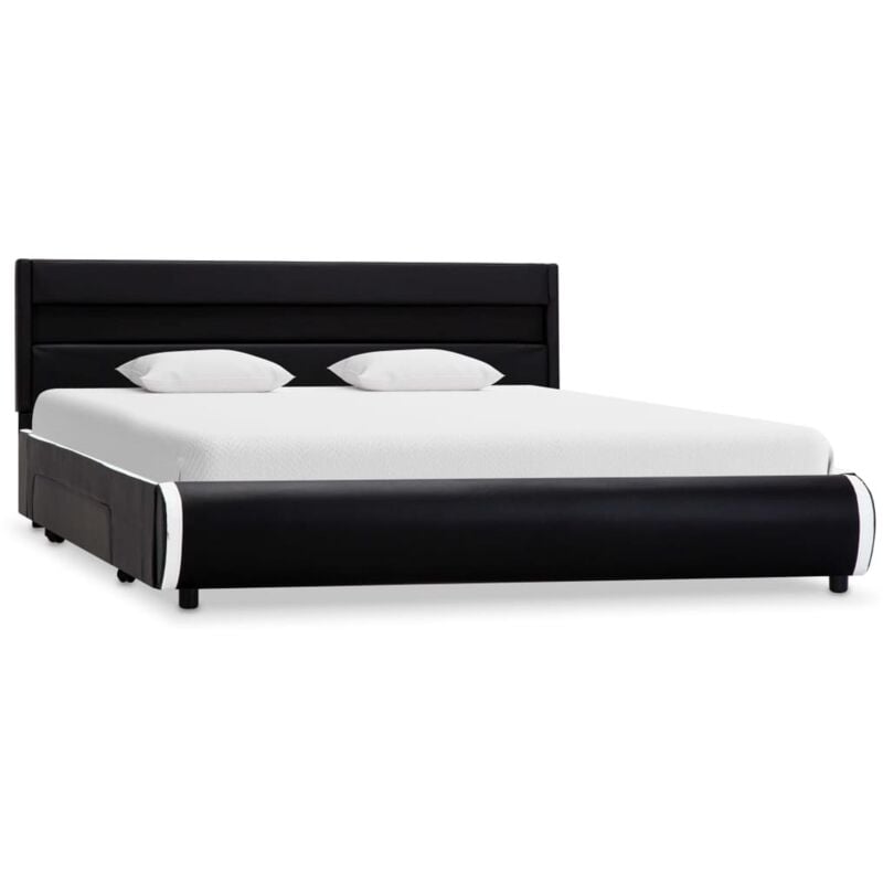 

Estructura de Cama con LED Cuero Sintético Negro 140x200 cm - Negro - Vidaxl