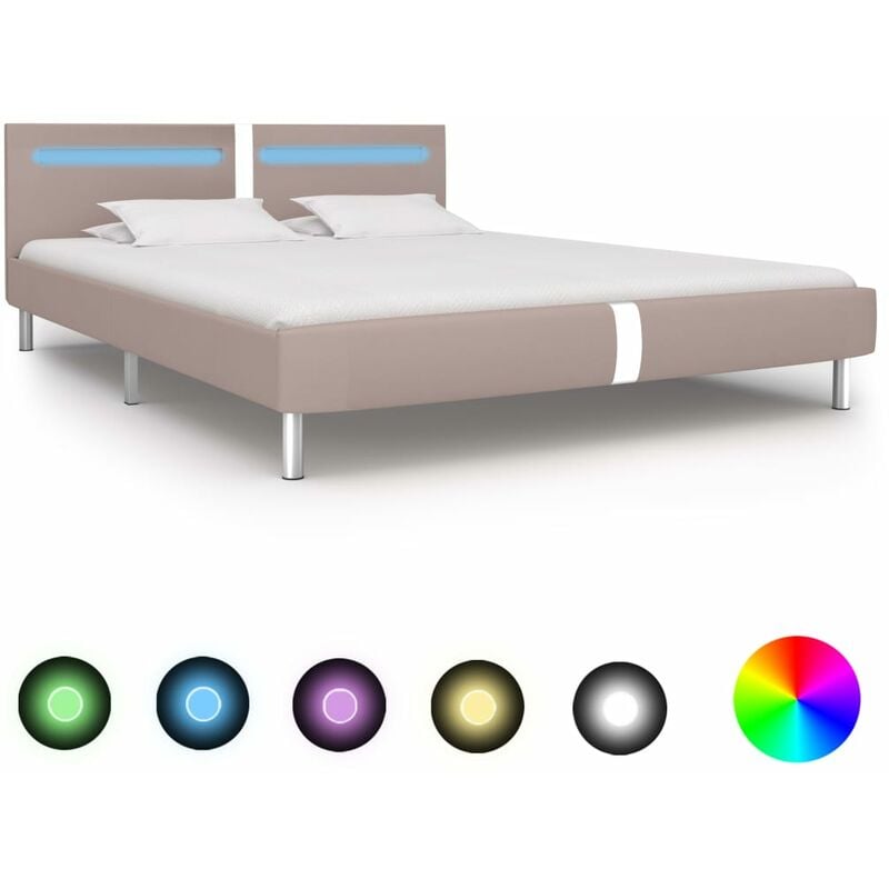 

Estructura de cama con LED cuero sintetico capuchino 160x200 cm