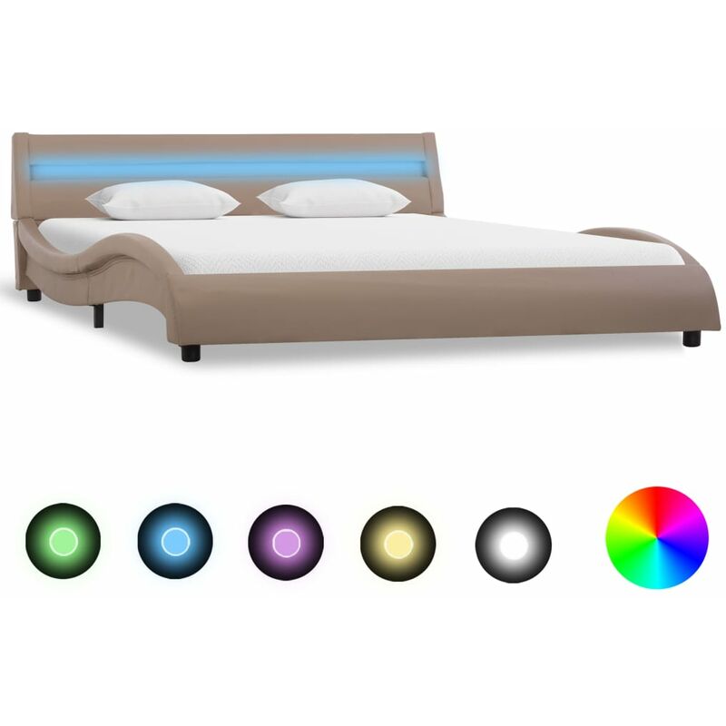 

Estructura de cama con LED cuero sintético capuchino 160x200 cm