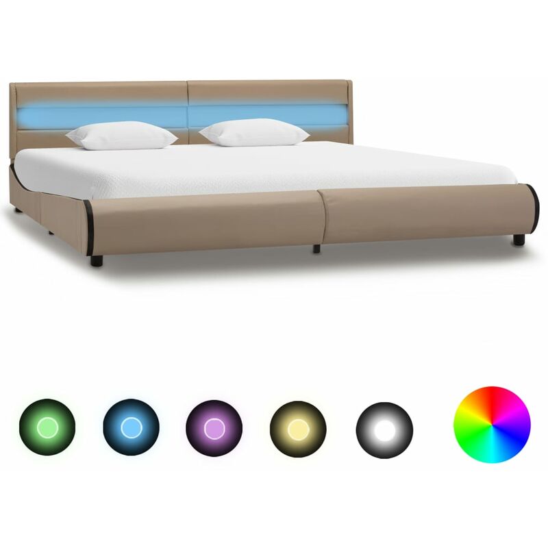 

Estructura de cama con LED cuero sintético capuchino 180x200 cm