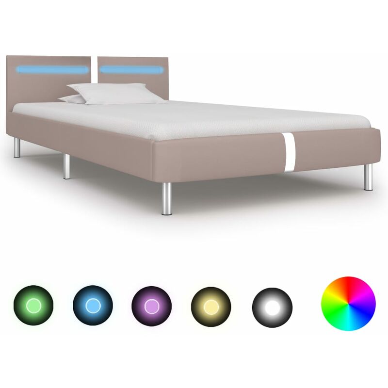 

Estructura de cama con LED cuero sintetico capuchino 90x200 cm