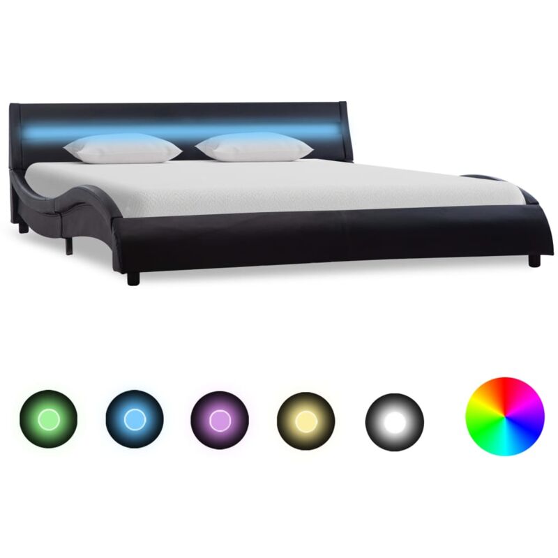 

Estructura de Cama con LED Cuero Sintético Negro 140x200 cm - Negro - Vidaxl